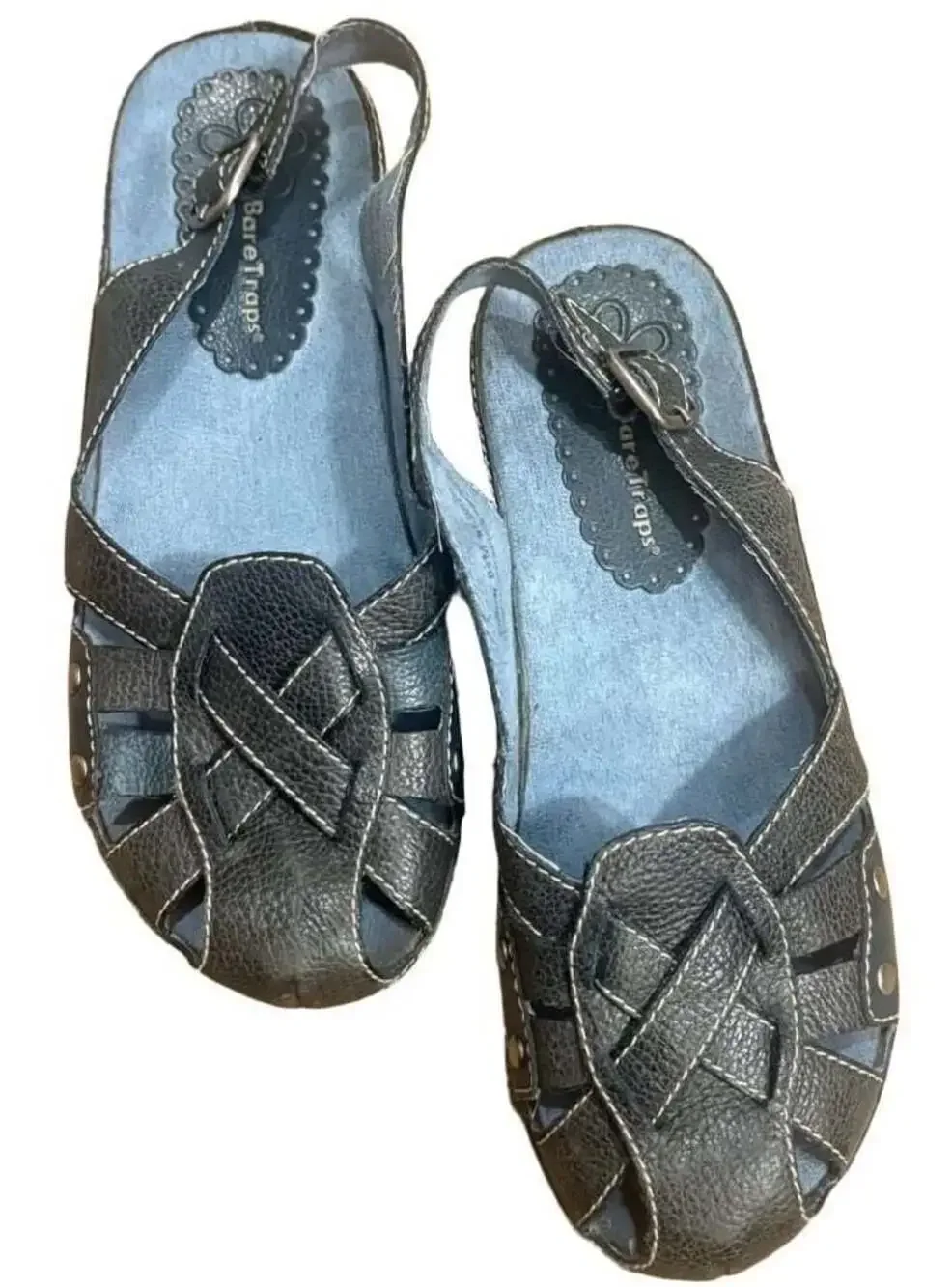 BareTraps Women’s Navy Wedge Sandals Comfort Strappy Buckle Casual Shoes 8.5 M